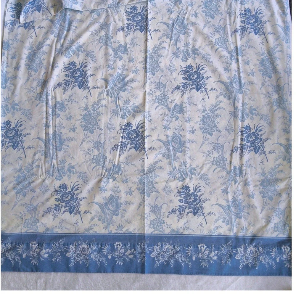 Vintage WestPoint Stevens Sheet Set Queen Blue White Floral Toile USA Made 4pc